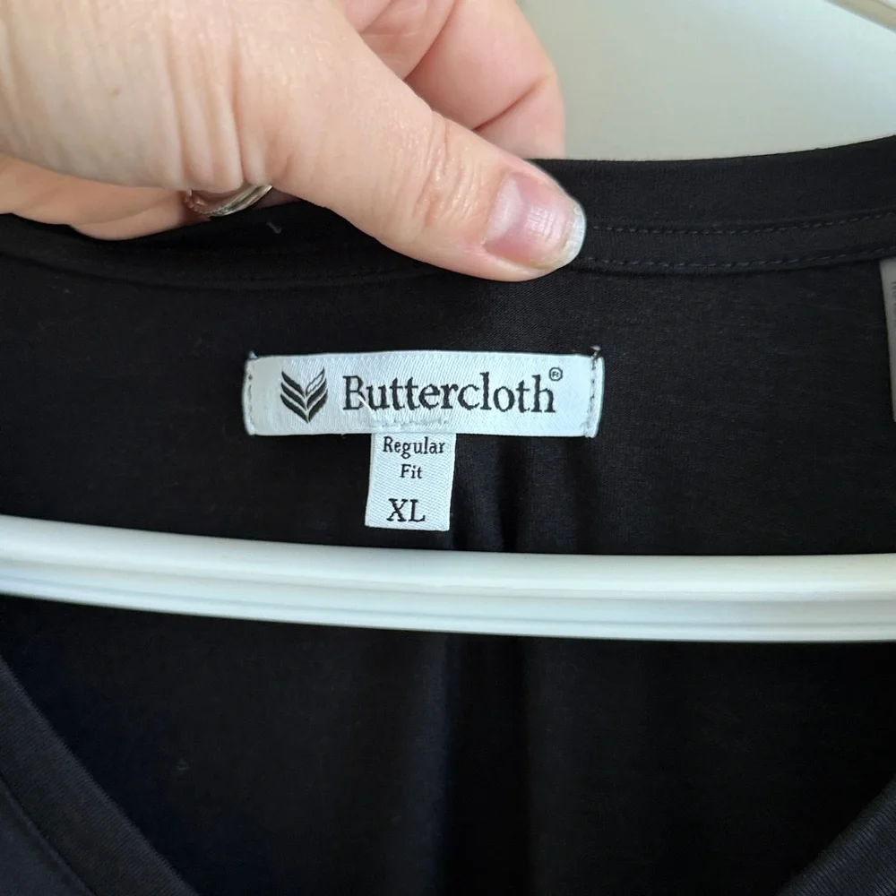 Buttercloth Black V-Neck T-Shirt - Picture 2 of 3